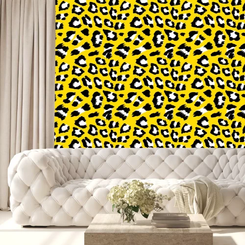 Tapete Leopard pattern design - funny  drawing seamless pattern. Lettering poster or t-shirt textile graphic design. / wallpaper, wrapping paper.