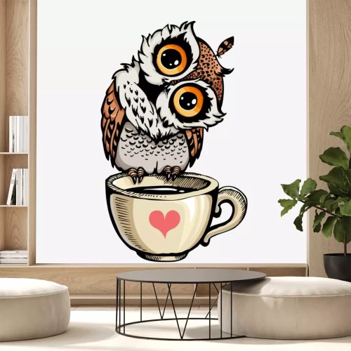 Sticker Vector cute Owl Hand drawn cartoon character.