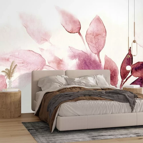 Fototapete Aquarellrosa Pflanzen