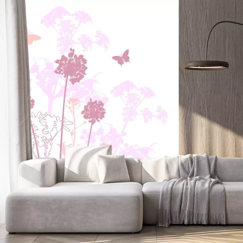 Sticker Blumen und Schmetterlinge in Rosatönen