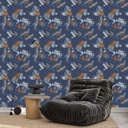 Tapete Nahtloses Muster der Surfenden Westküste, abstrakte Vektortapete für Stoffhemd-Grunge-Effekt in separater Schicht