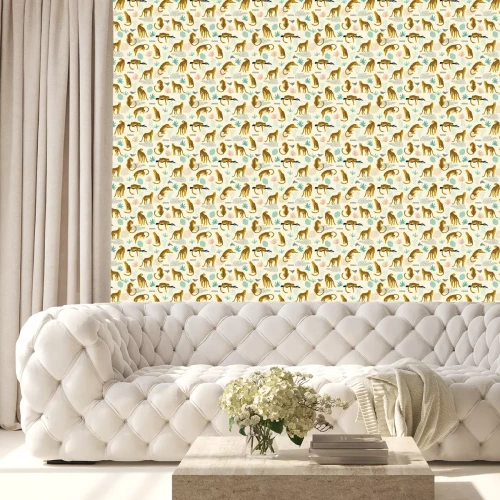 Tapete Vestor nahtloses Muster mit Leoparden und tropischen Blättern