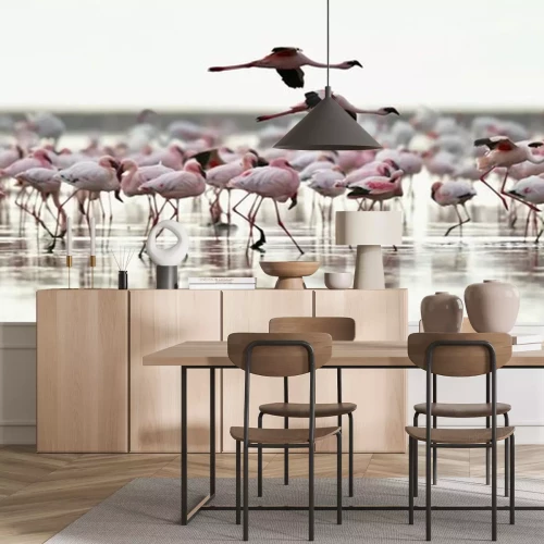 Sticker Zwei fliegende flamingos