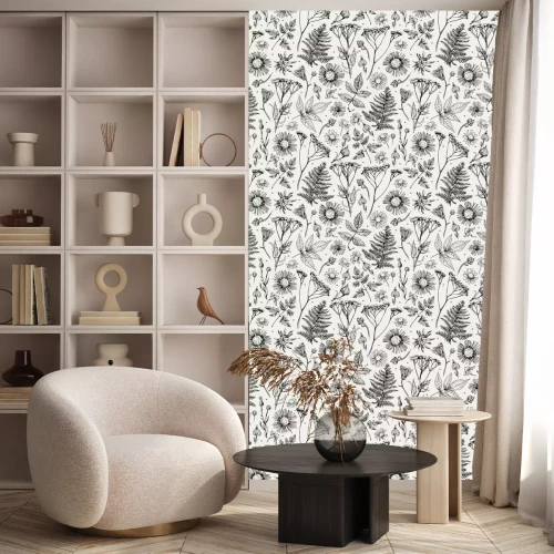 Tapete Wildblumen im Vintage-Stil