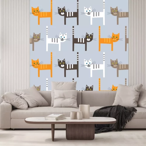Fototapete Farbige Katzen für Kinder