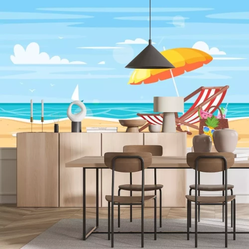 Sticker tropical island sea shore