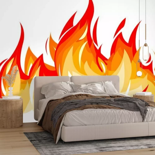 Fototapete Cartoon-Flamme des Feuers auf weißem Hintergrund