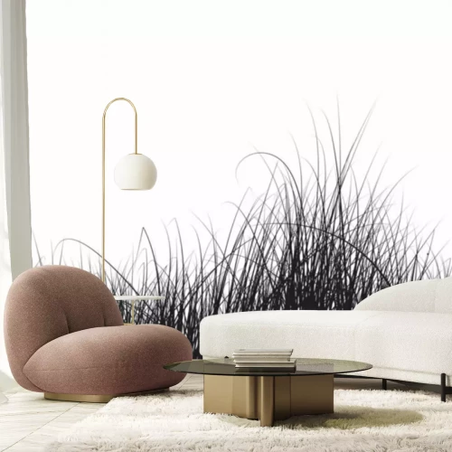 Fototapete Gräser schwarz-weiß