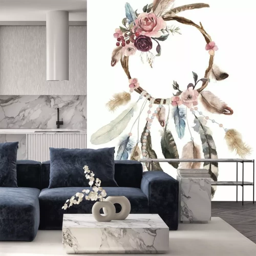 Sticker Dekorativer Traumfänger mit Federn