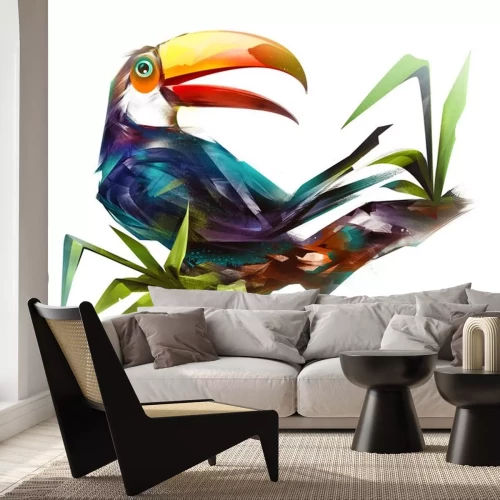 Sticker Exotischer Vogel auf einem Ast