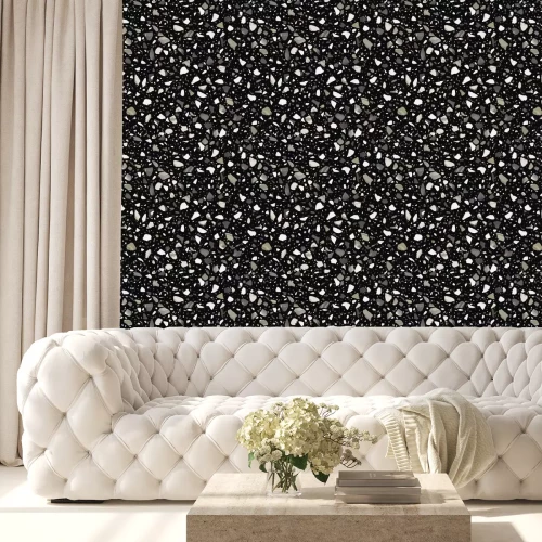 Tapete Terrazzo auf schwarzem Hintergrund