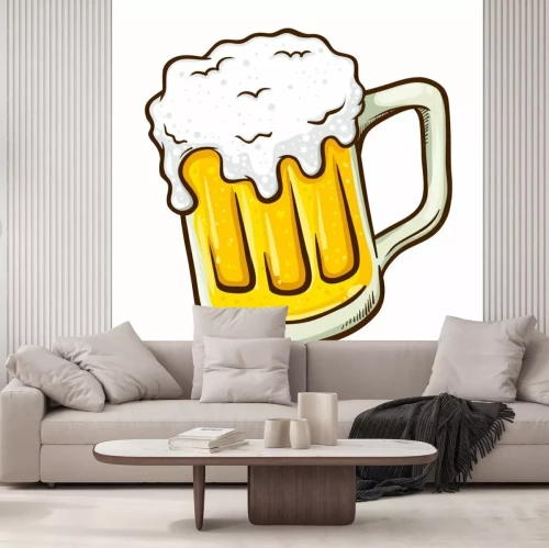 Sticker Bier mit Blasen und Schaum