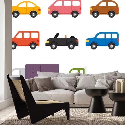 Sticker Bunte Fahrzeuge verschiedener Typen einfache Grafik