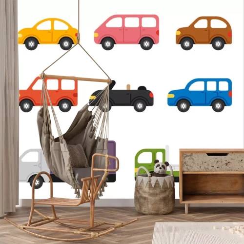 Sticker Bunte Fahrzeuge verschiedener Typen einfache Grafik