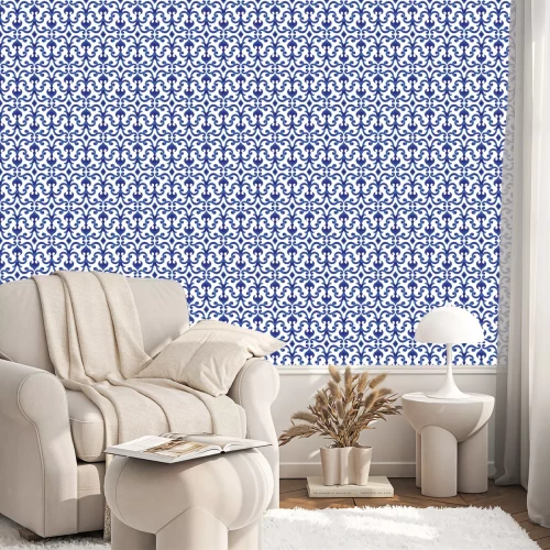 Tapete Traditionelles weißes und blaues chinesisches Muster