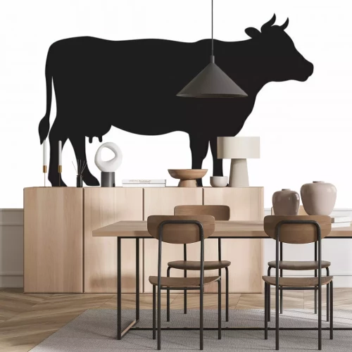 Sticker Schwarz-weiße Zeichnung mit Kuhprofil