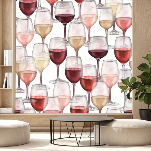 Sticker Roséwein Weißwein Rotwein in Gläsern