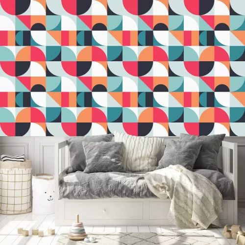 Tapete Skandinavische Geometrie in leuchtenden Farben