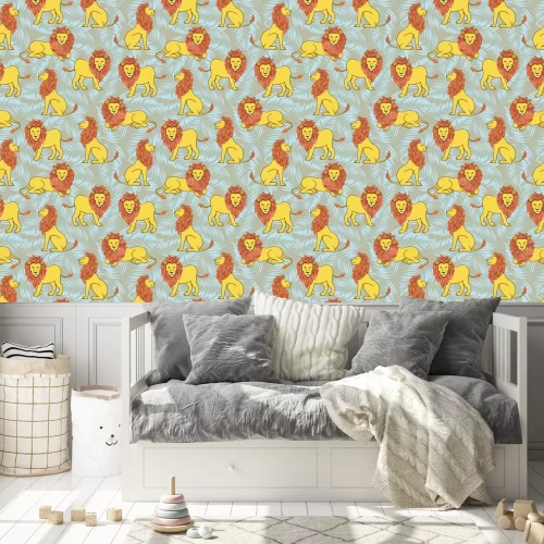 Tapete Wildkatzen auf grünem Hintergrund