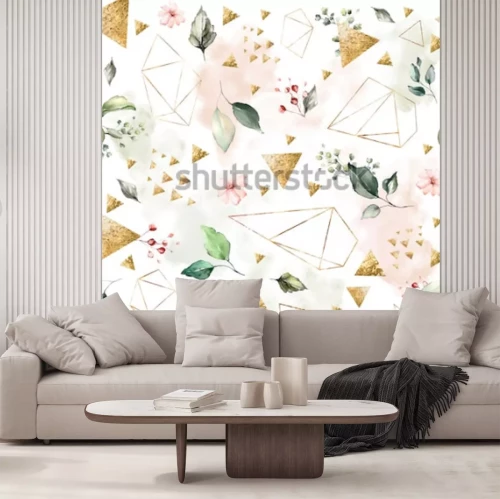 Fototapete Geometrisches Pflanzenmuster