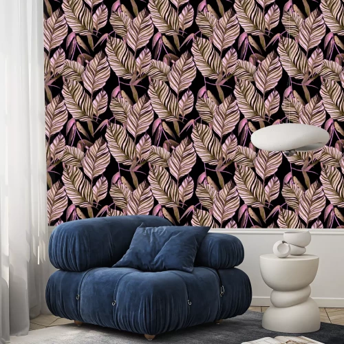 Tapete Design mit Laub auf dunklem Hintergrund