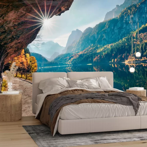 Fototapete Spaziergang am felsigen See