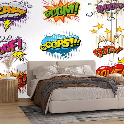 Sticker Sprechblasen mit bunten Aufschriften