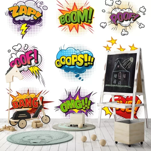 Sticker Sprechblasen mit bunten Aufschriften