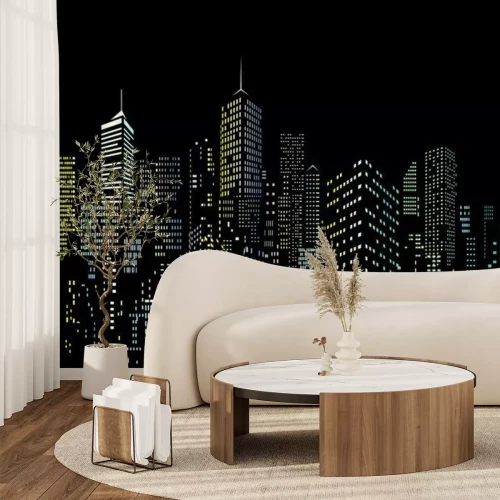 Sticker night city color windows