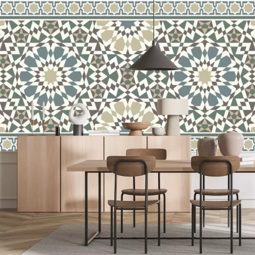 Sticker Vector image of Eastern tile or fabric. The pattern is seamless and used for different design. Also for interior decoration and architecture or the holiday of Ramadan.