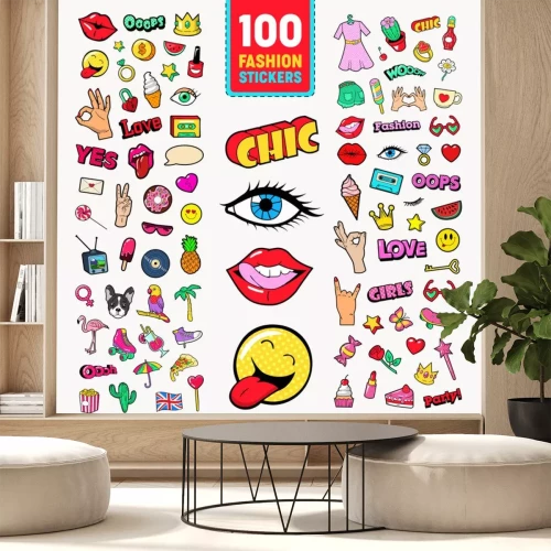 Sticker Sammlung von jugendlichen Grafiken im Comic-Stil