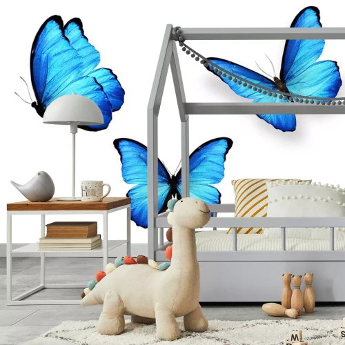 Sticker Drei Schmetterlinge mit hellblauen Flügeln
