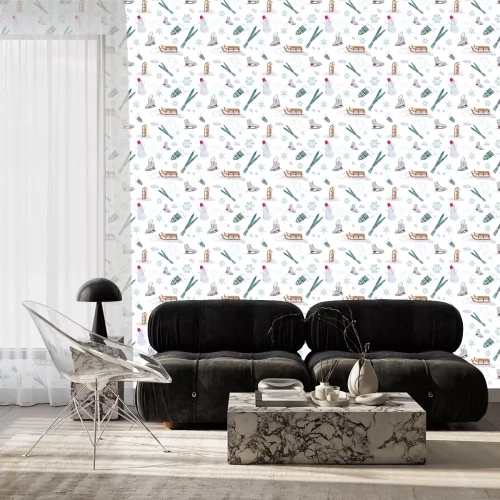 Tapete Nahtloses Muster des Winteraquarells