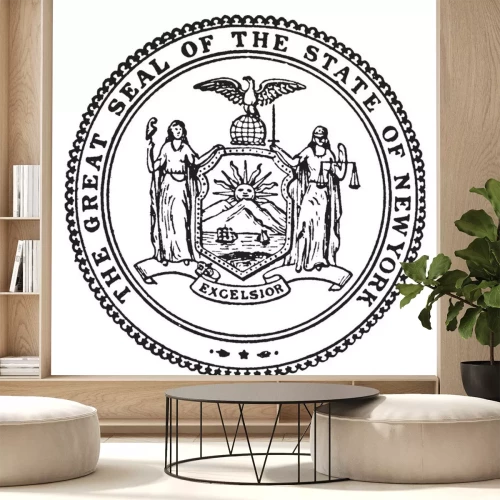 Sticker The Great Seal of the State of New York, vintage illustration