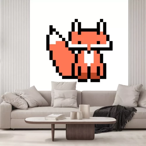 Sticker Rotfuchs aus Pixel Grafik
