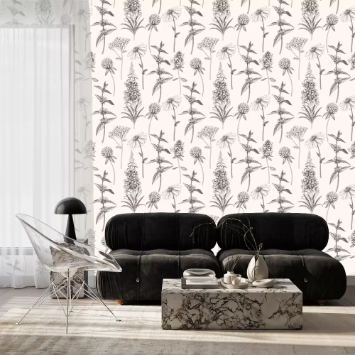 Tapete Vintage-Wildblumen