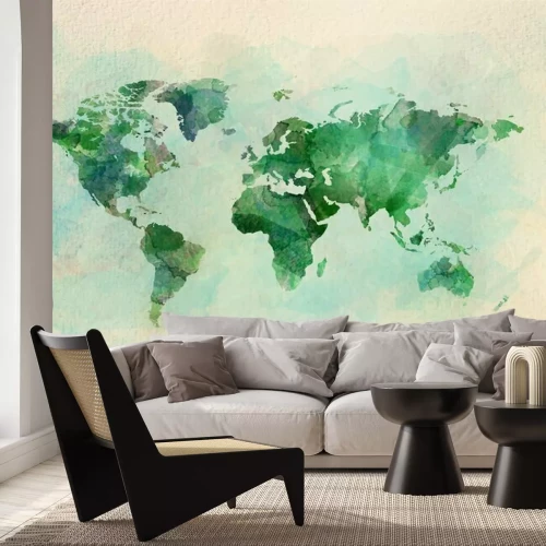 Fototapete Aquarell Weltkarte im Vintage-Stil