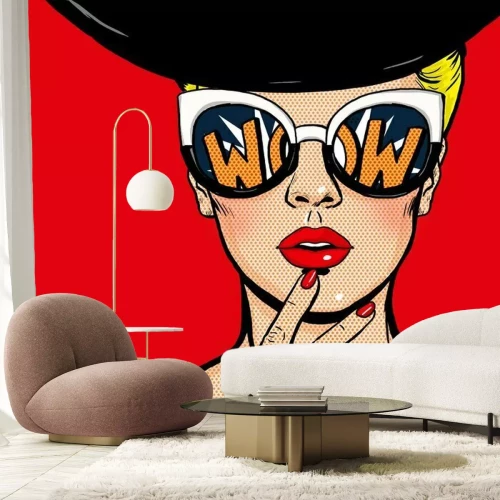 Fototapete Elegante Frau mit Hut und Brille