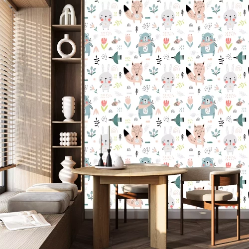 Tapete Nettes nahtloses Muster der Waldtiere