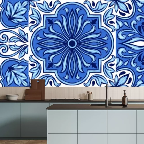 Sticker Portuguese azulejo ceramic tile pattern.