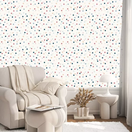 Tapete Simple modestly tinted falling confetti vector pattern, seamless repeat. Trendy vintage look. For party and holiday themed designs, wallpapers, cards, textiles, packing materials, scrapbooking etc.