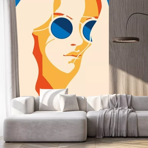 Fototapete Mädchen mit Brille in einer Pop-Art-Illustration