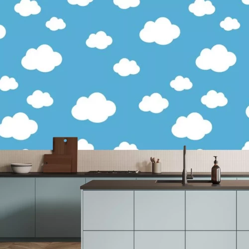 Sticker Märchenhafte Wolken auf blauem Hintergrund