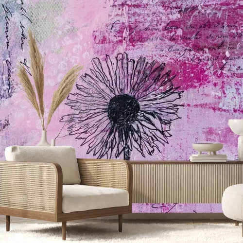 Fototapete Rosa Wand und Pusteblume