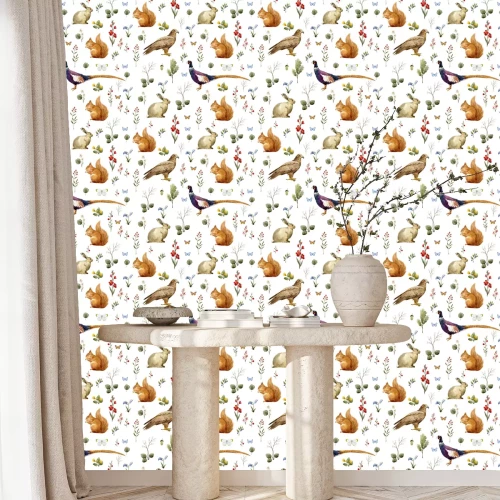 Tapete Aquarellwaldtiermuster