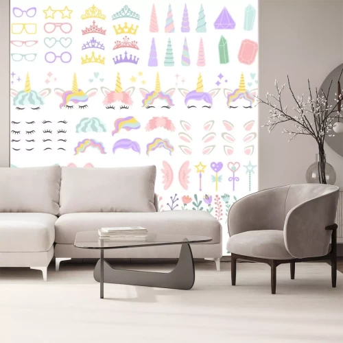 Sticker Set von Grafiken im Geiste der magischen Einhörner