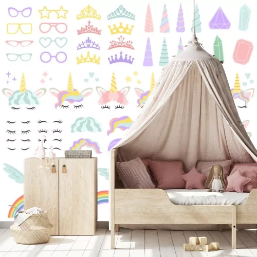 Sticker Set von Grafiken im Geiste der magischen Einhörner