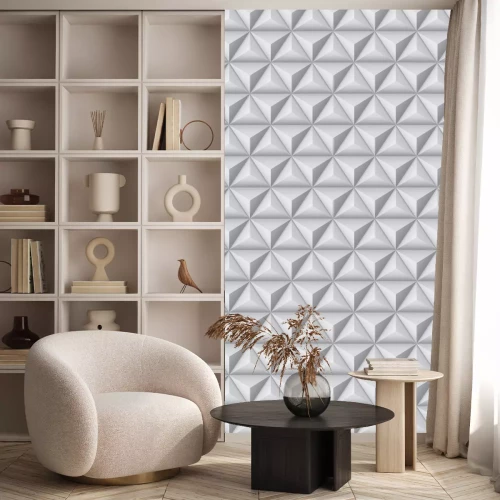 Tapete 3d geometric pattern with pyramids. Abstract gray seamless background