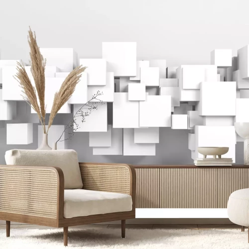 Sticker 3d schwebende weiße Würfel