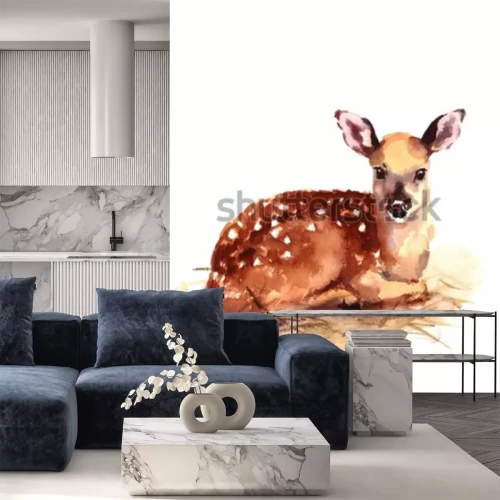 Sticker Waldtiere junges Reh Aquarell